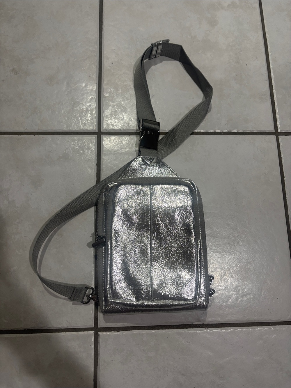 BEIS x Chipotle Metallic Silver Crossbody Sling Bag